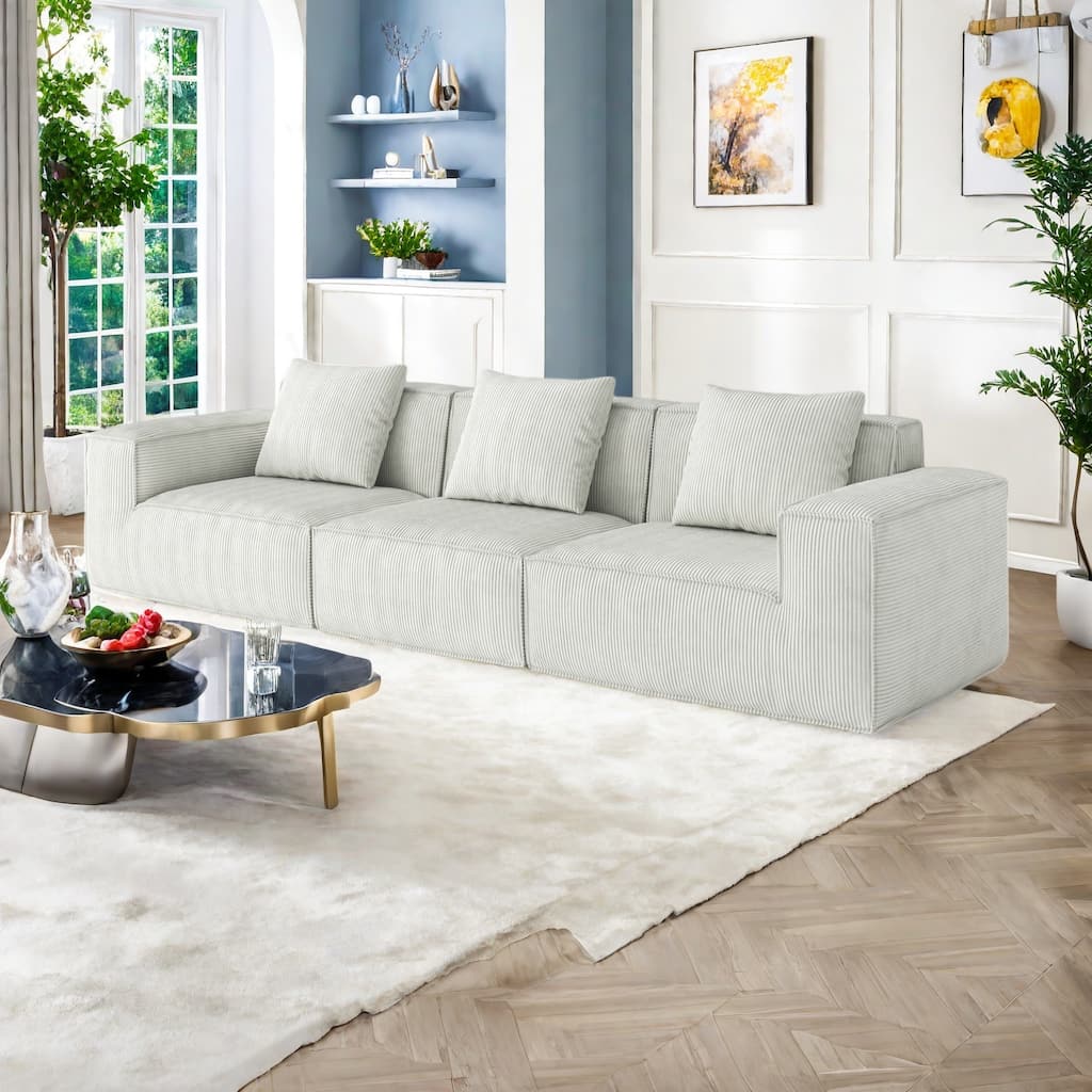 118" Foam 4-Seater Sofa with NASA-Grade High-Density Foam, No-Assembly Design, Plush Reclining Seats