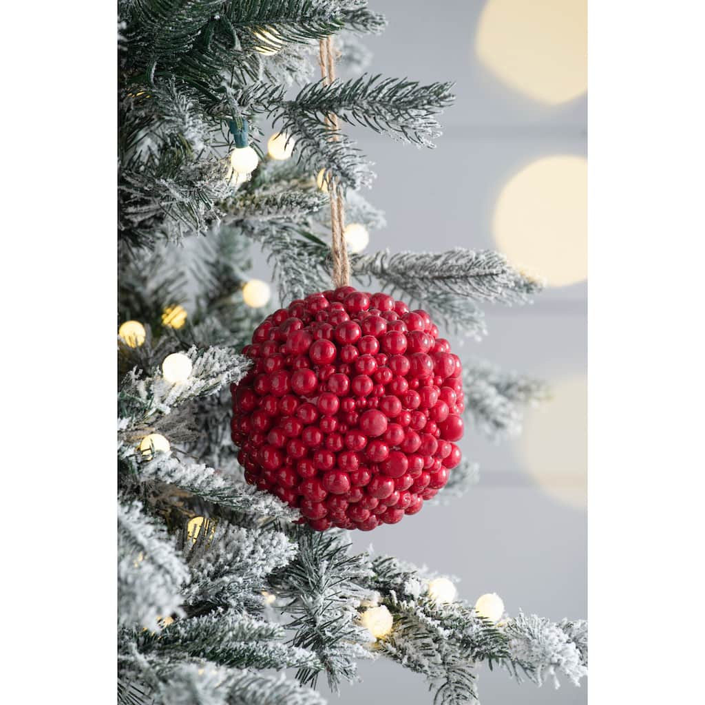 6.5x6.5" Red Berry Ball Ornament, Decorative Hanging Ball Christmas Tree Ornaments for Holiday , Set of 3