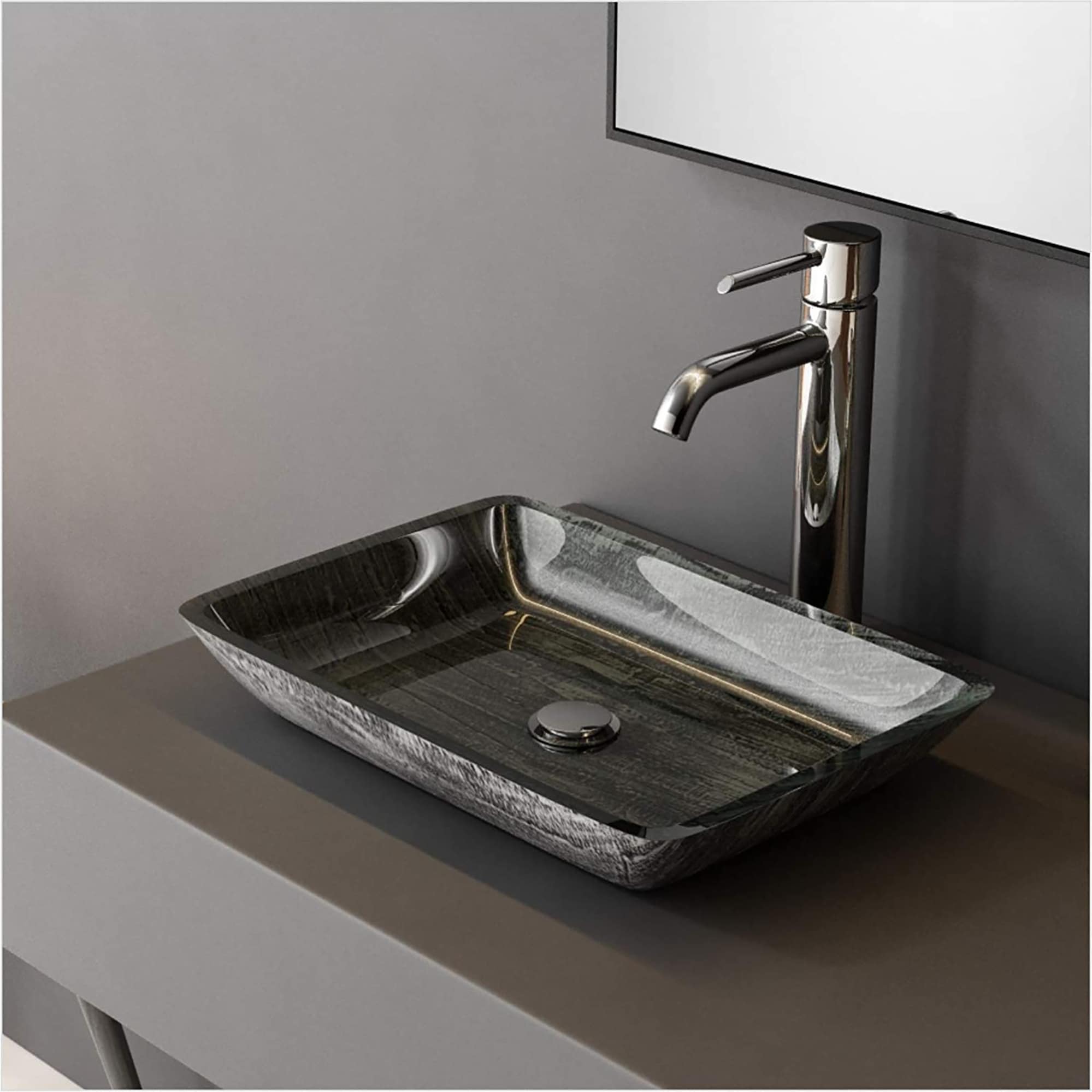 Clihome Top Mount Rectangular Bathroom High Tempered Glass Sink Overstock 32688468 Clihome Top Mount Rectangular Bathroom High Tempered Glass Sink Overstock 32688468