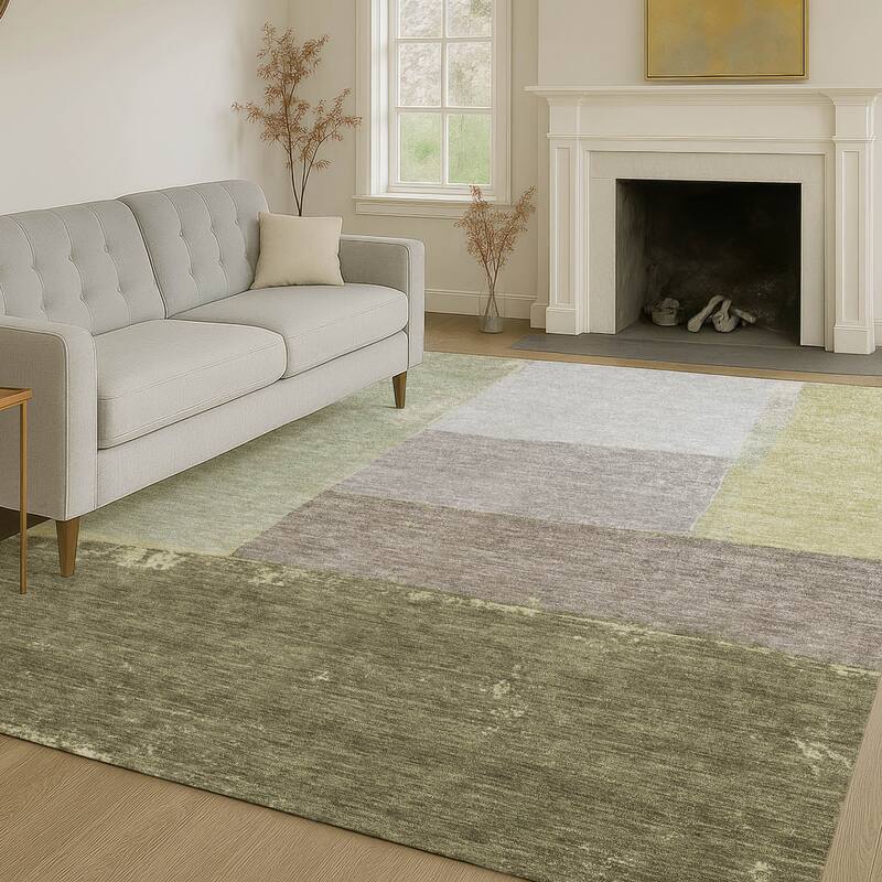 Machine Washable Indoor/ Outdoor Abstract Kraig Chantille Rug