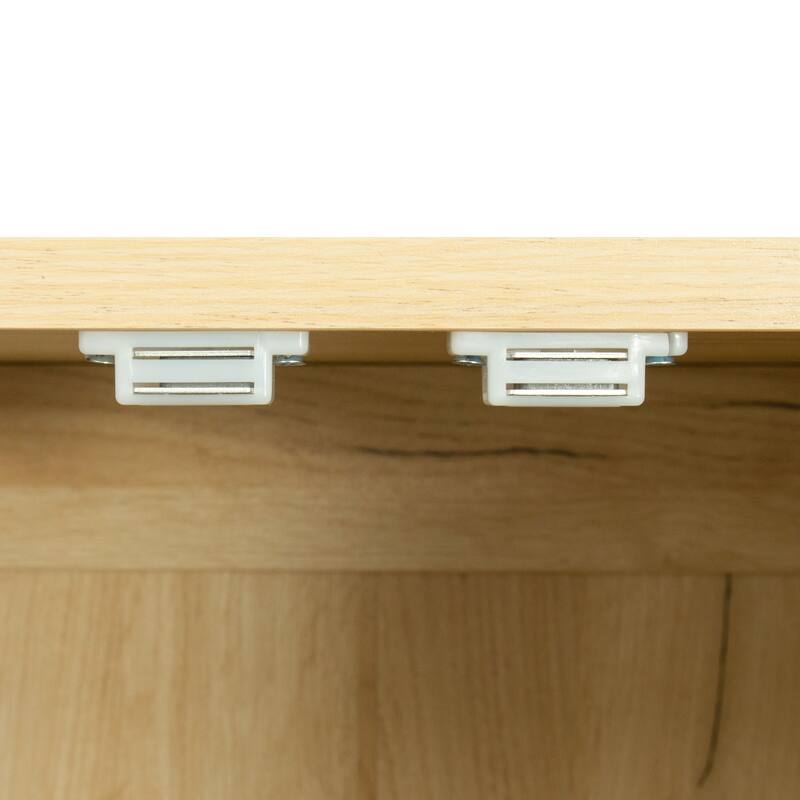 Wood Wardrobe Storage Cabinet with 2 Doors for Bedroom
