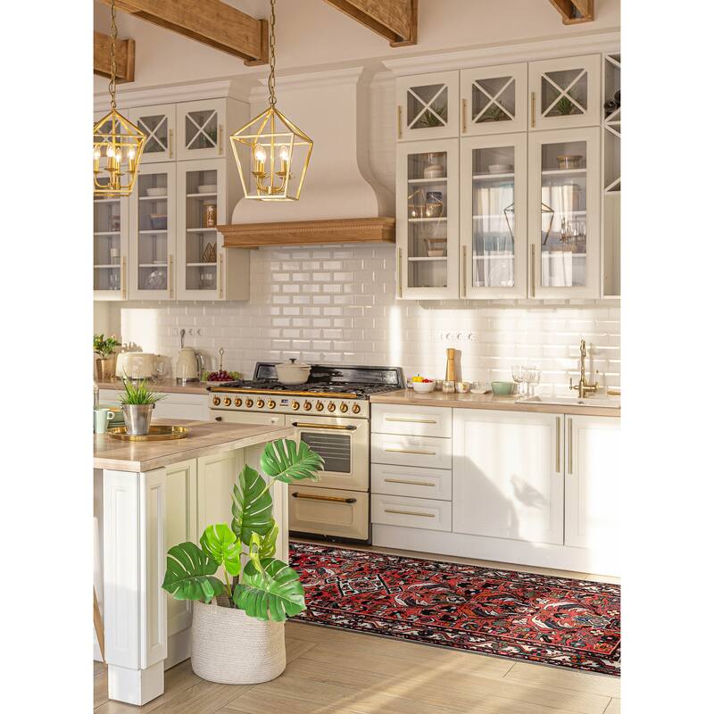 ECARPETGALLERY Hand-knotted Andelz Red Wool Rug - 3'5 x 10'2