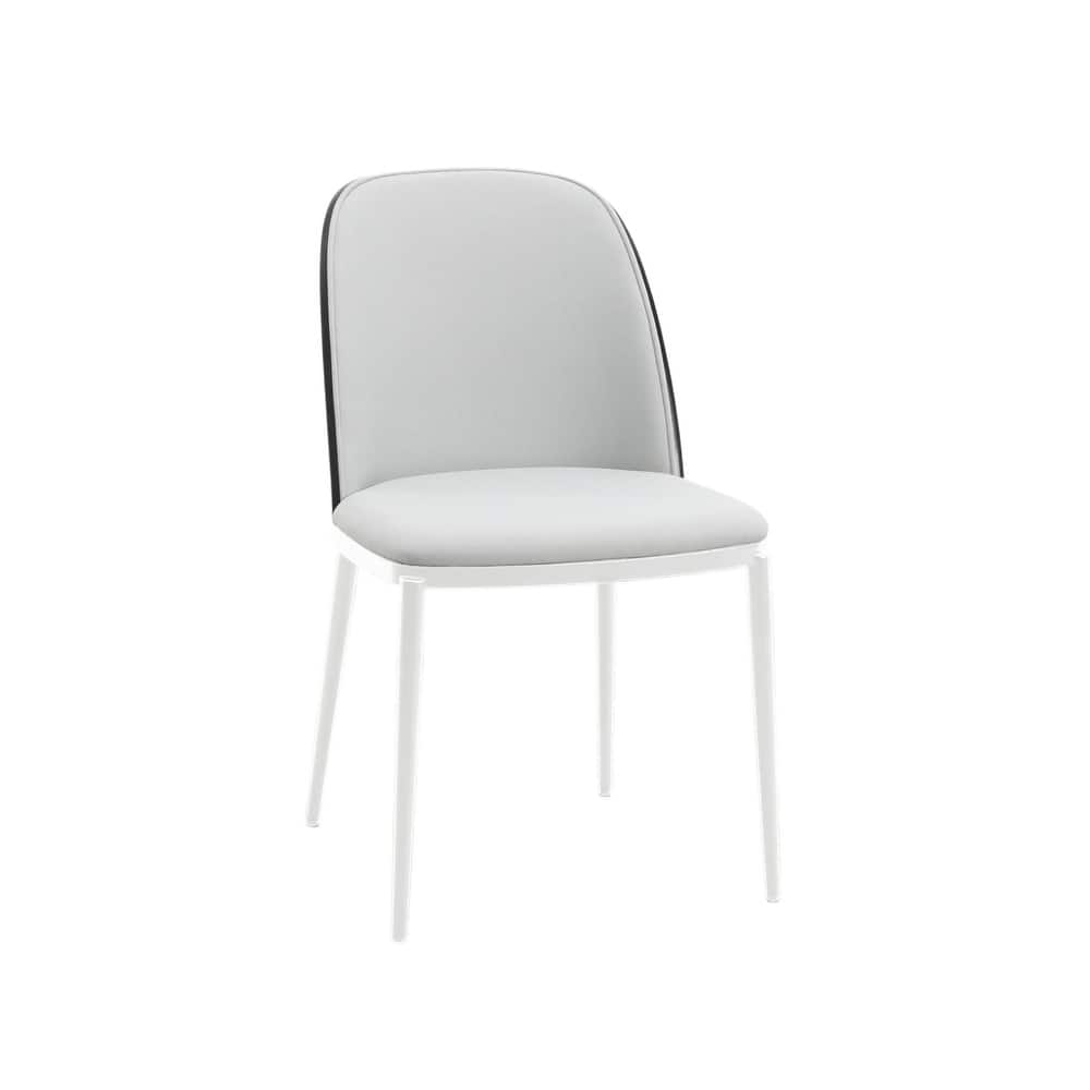 LeisureMod Tule Dining Chair with Upholstered Seat and White Steel Frame