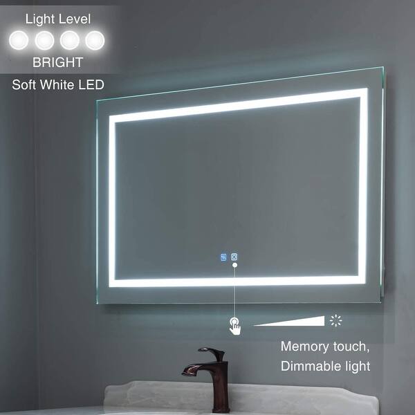 40 X 24 Inch Anti Fog Led Bathroom Mirror Night Light Dimmable Touch Button Slim Waterproof Ip44 Horizontal Mounted Way Only On Sale Overstock 31433069