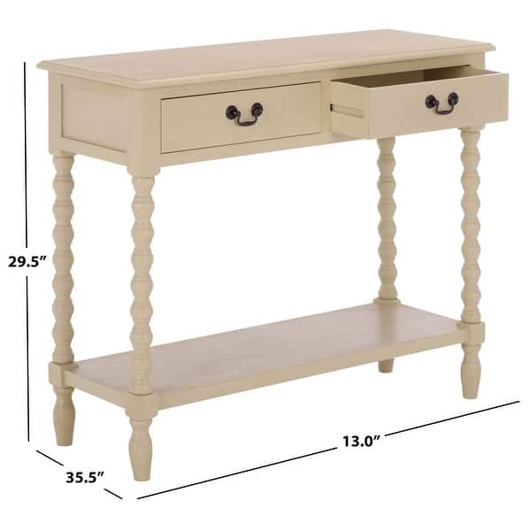 dimension image slide 2 of 6, SAFAVIEH Athena 13-Inch Wood Console Table, Traditional - 13" W x 36" D x 30" H