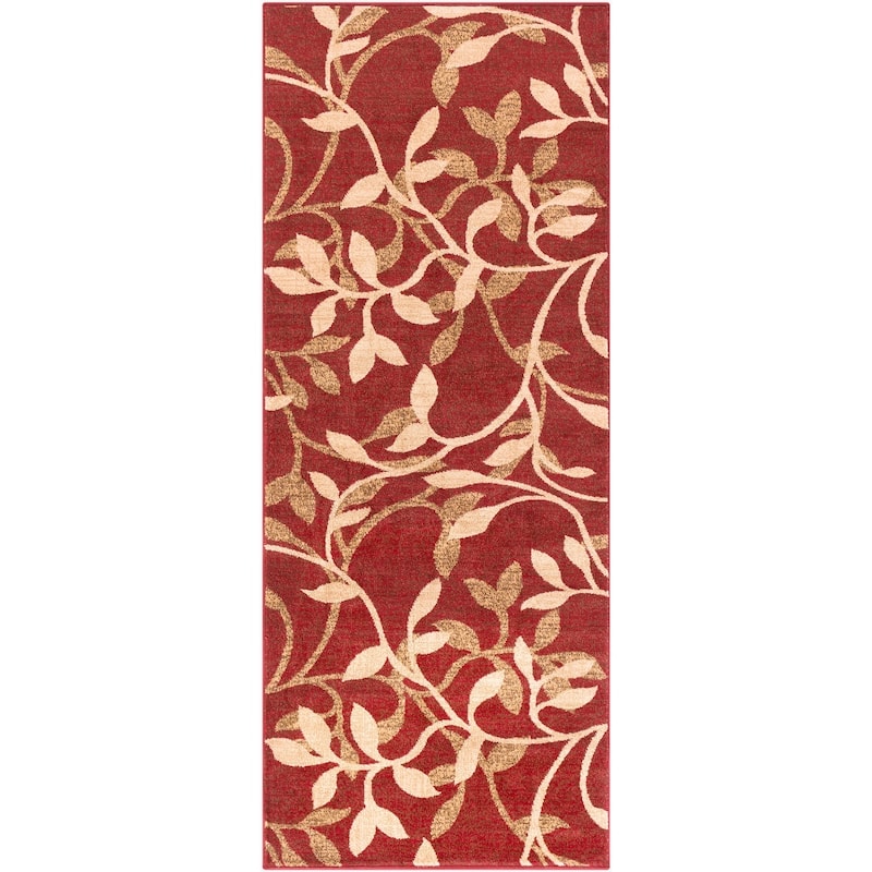 Livabliss Transitional Riley Floral & Botanical Area Rug - 2'11" x 7'3" - Red