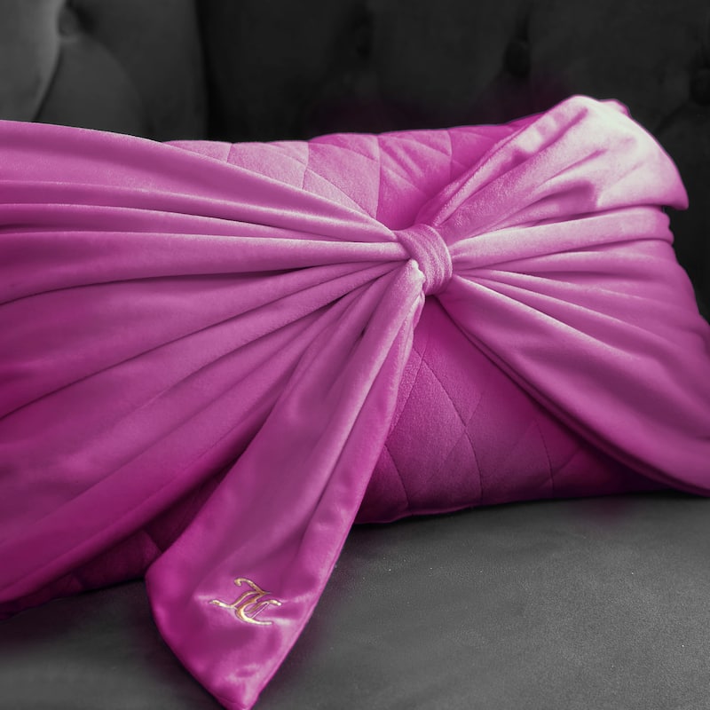 Juicy Couture Velvet Bow Designer Decorative Pillow