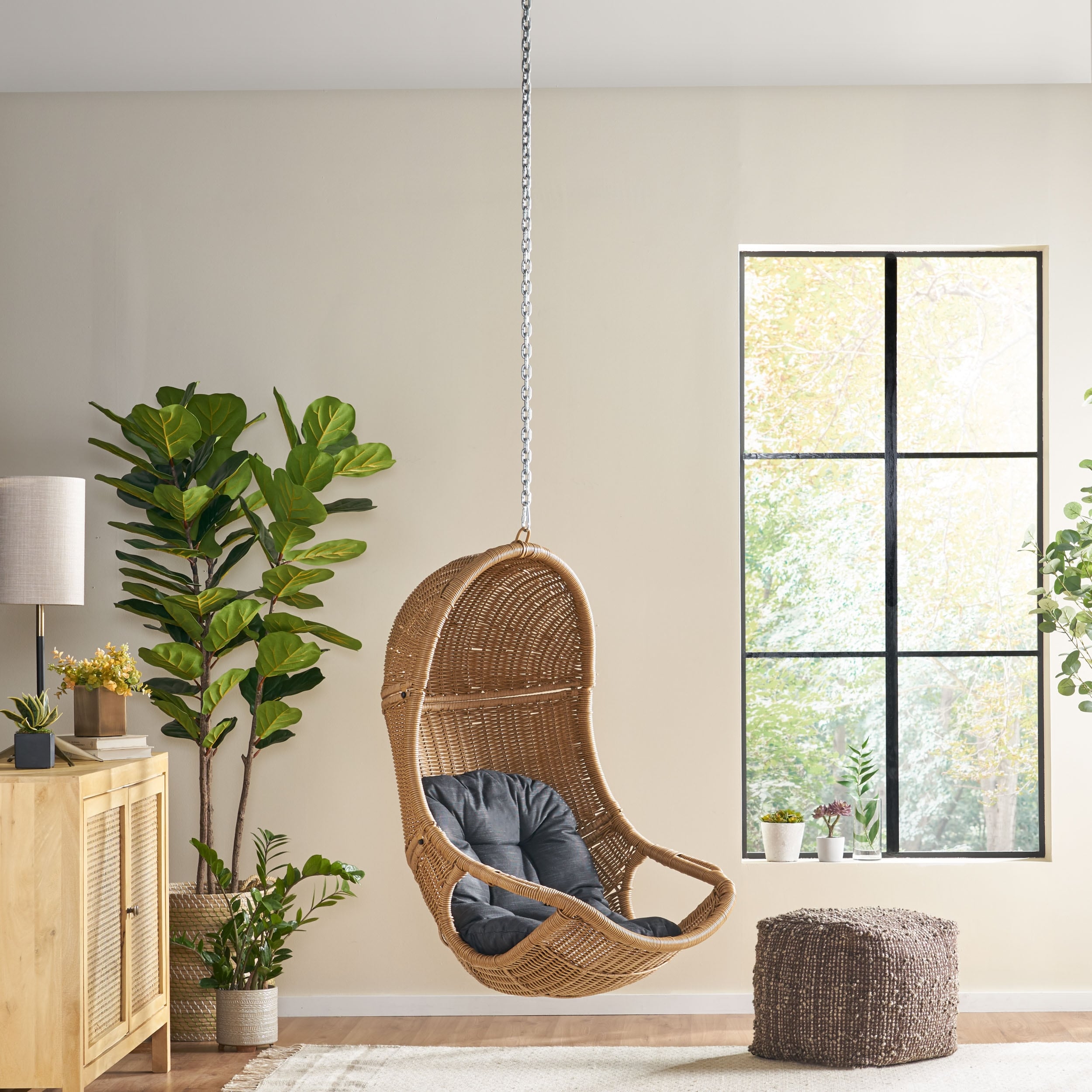Orville Outdoor and Indoor Wicker Hanging Chair (NO STAND) by Christopher Knight Home - 400 lb limit