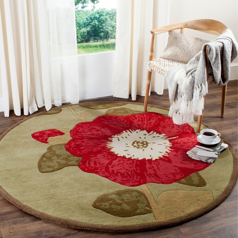 Martha Stewart by SAFAVIEH Pauliina Floral Wool Rug - 8' Round - Dill