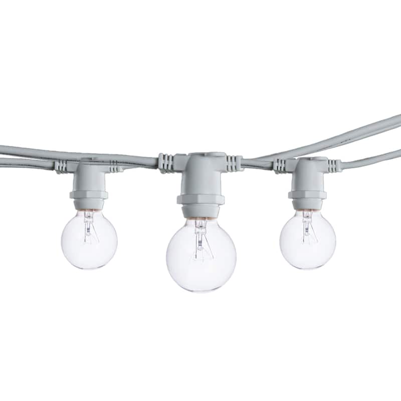 Bulbrite 25 ft Indoor/Outdoor 15-Socket (E12) Decorative String Light Kit, White - Globe (G12) Bulbs, 10 Watt