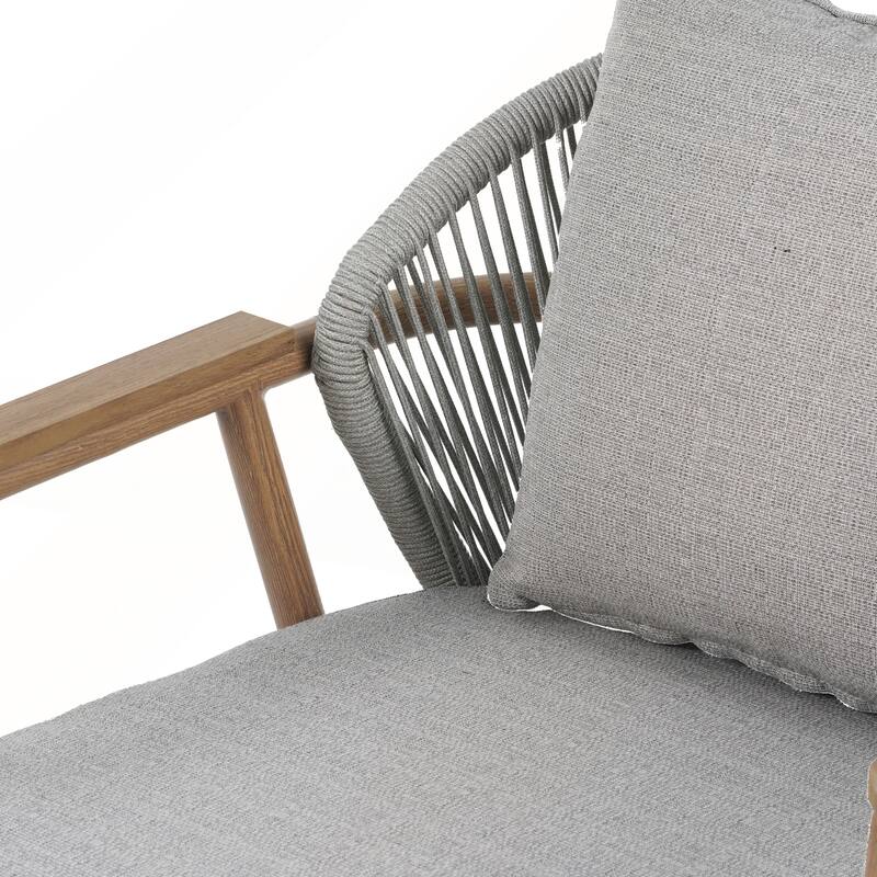 Outdoor Rope Club Chair with Gray Cushion Set of 2
