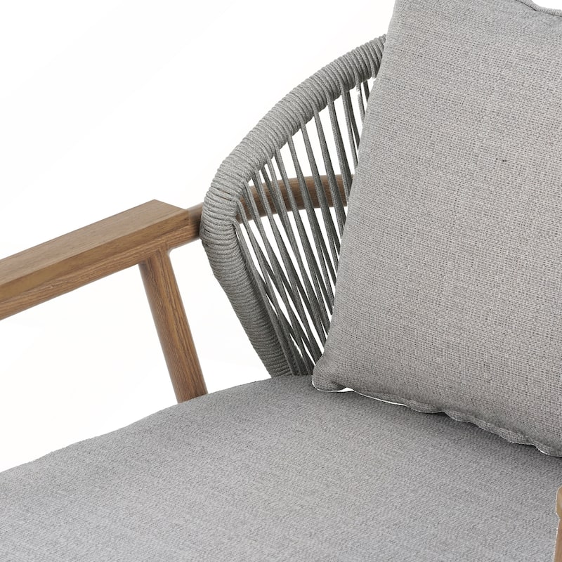 Outdoor Rope Club Chair with Textured Taupe Cushion Set of 1