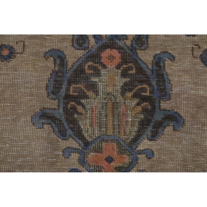 Over-Dyed Brown Tabriz Persian Vintage Rug Hand-Knotted Wool Carpet - 6'5"x 9'9"