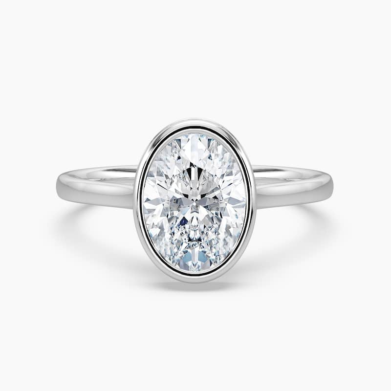 Auriya 14k Gold Lab Grown Oval Diamond Bezel Unique Hidden Halo Engagement Ring 1.00 to 5.00 ct. tw. (F-G, VS) - 4.5 - 1.00 carats - White