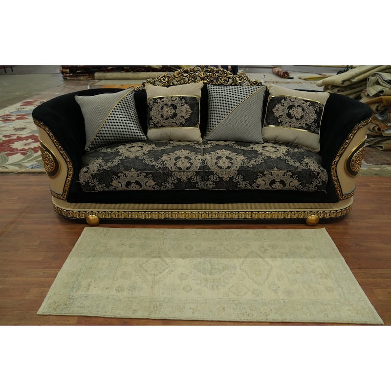 Vegetable Dye Wool Oushak Turkish Rug, Geometric - 6' 0'' X 2' 10''