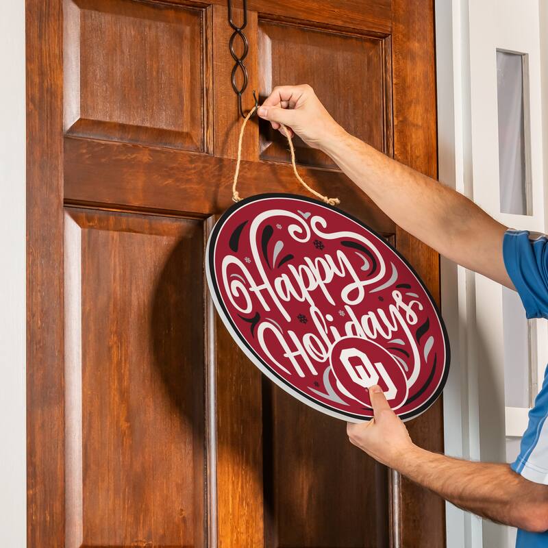 University of Oklahoma 18" x 18" Happy Holidays Door Décor Wall Sign - 18" x 18"