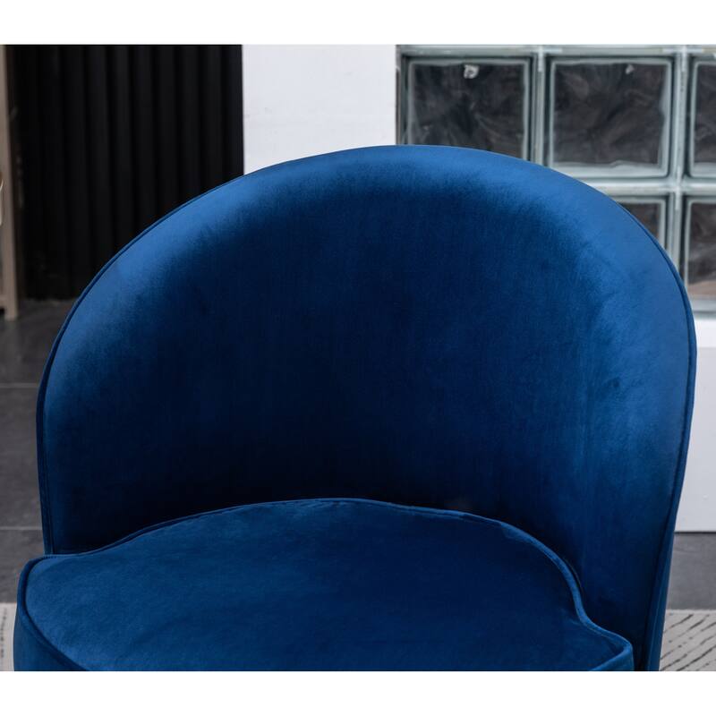 Modern 22" Upholstered Velvet Accent Chair with Round Swivel Metal Base for Living Room