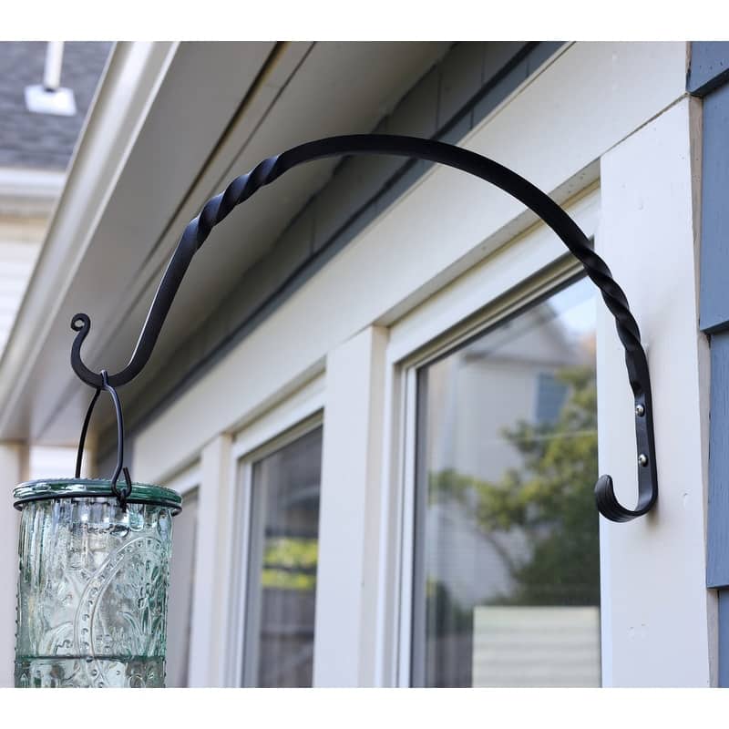 Achla Designs Set of 2 Heavy Duty Arc Wall Brackets, Black Powder Coat Finish