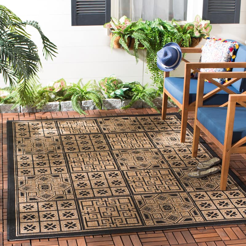 SAFAVIEH Courtyard Jacklyn Geometric Block Indoor/ Outdoor Area Rug