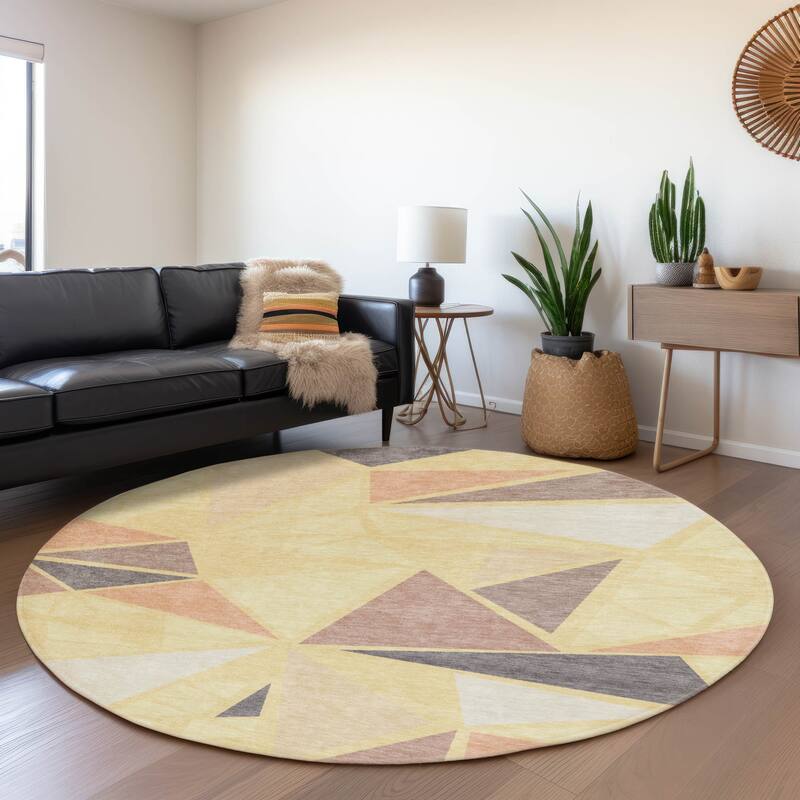 Premium Washable Super Soft Contemporary Mosaic Mayfield Rug - Wheat - 8' x 8'