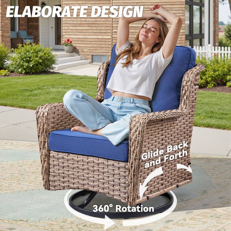 Pocassy Outdoor Patio Swivel Chair Glider Chair with Side Table.