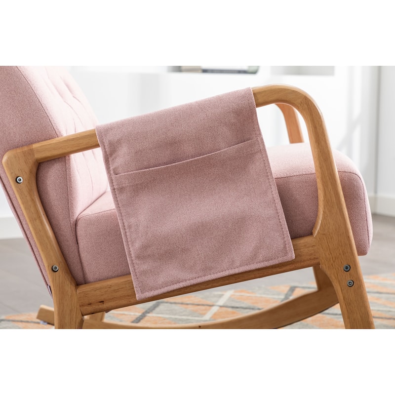 Rocking Chair With Ottoman Modern Upholstered Fabric Rocking Armchair