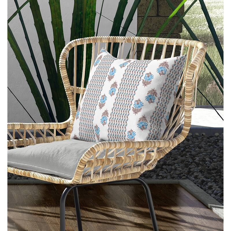 Anemone Artistry Indoor/Outdoor Reversible Throw Pillow Brown and Blue