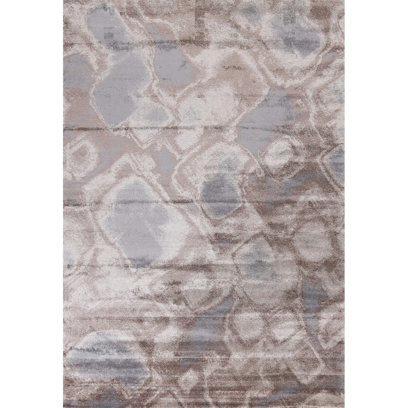 Turkish Abstract Brown Transitional Oriental Rug Contemporary Carpet - 9'2" x 12'6" - Brown