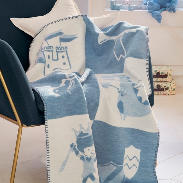 slide 2 of 6, Fairytale Knight and Dragon Organic Cotton Baby Blanket
