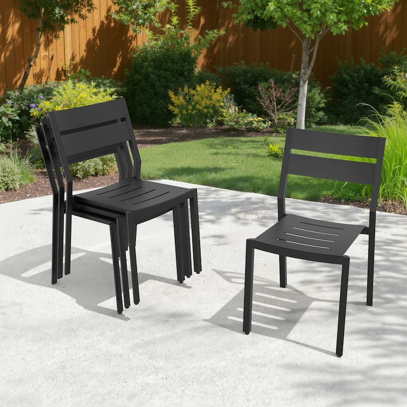 VredHom Outdoor Patio Dining Chairs All-Aluminum Stackable Chair