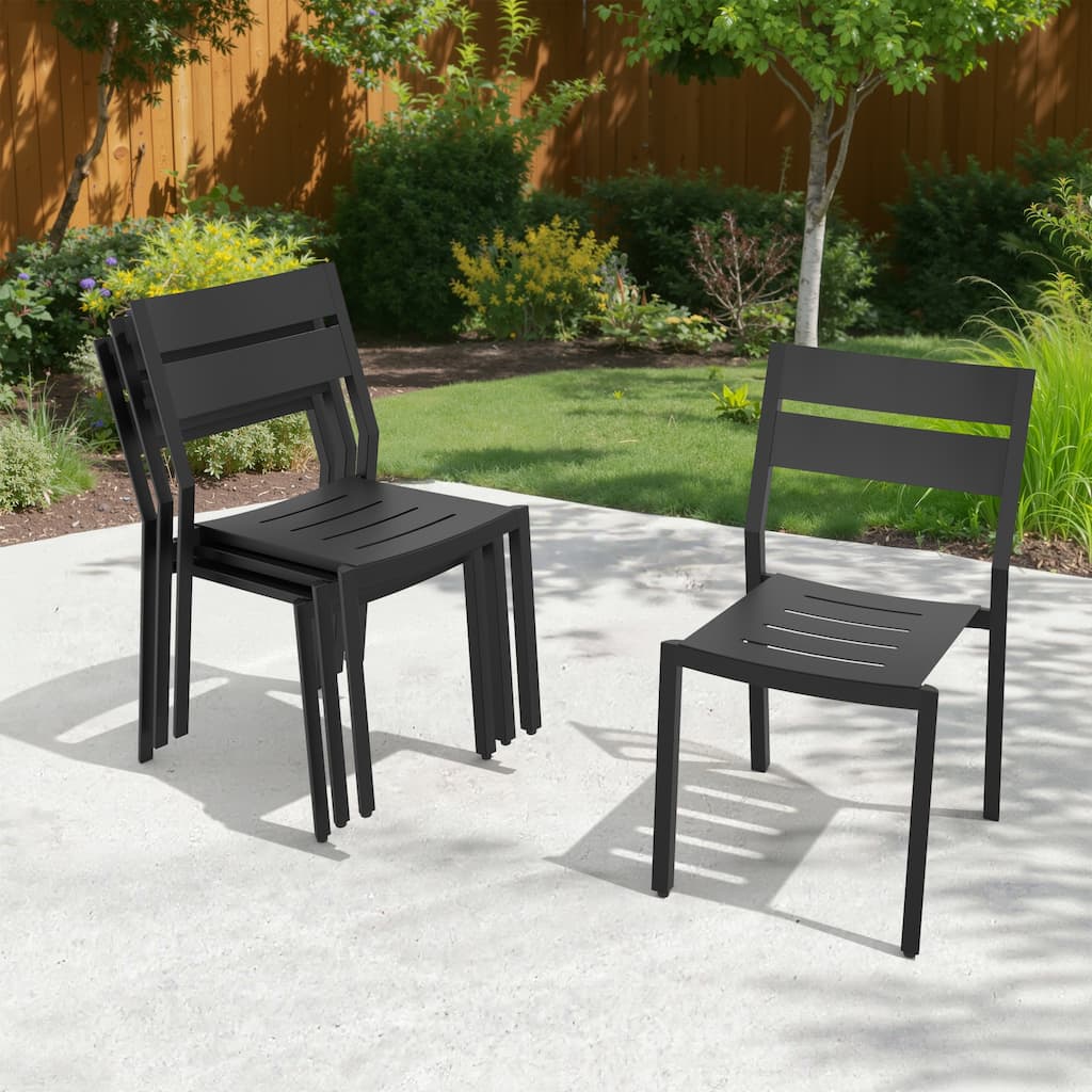 VredHom Outdoor Patio Dining Chairs All-Aluminum Stackable Chair