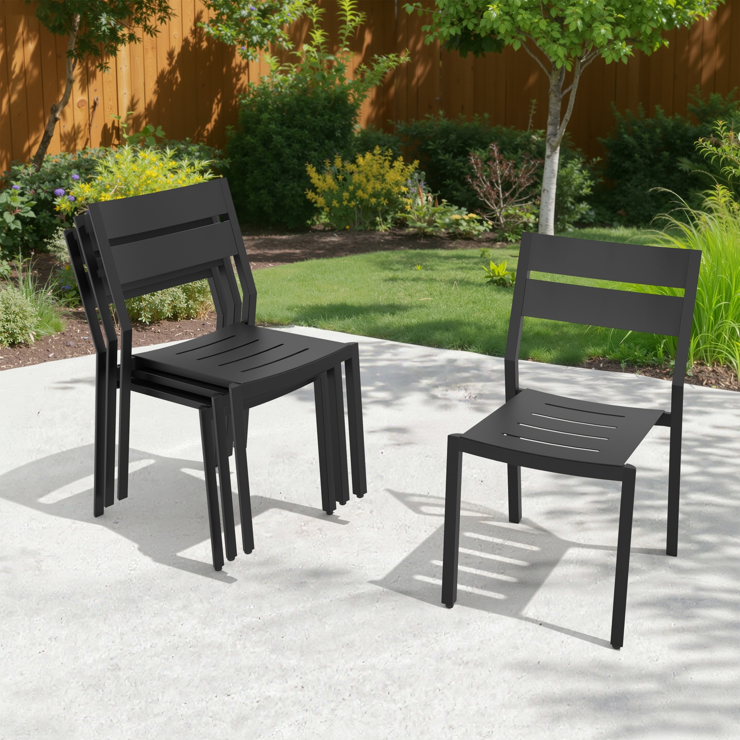 VredHom Outdoor Patio Dining Chairs All-Aluminum Stackable Chair