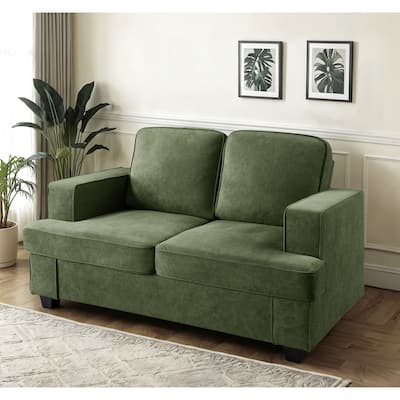 Velvet Loveseat with High-Density Foam, 2 Seater Couch with Deep Seating, Small Sofa with Back Cushions and Wide Arms