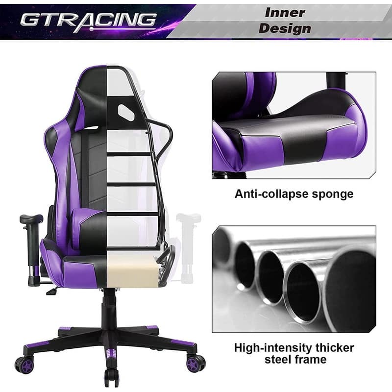 Lucklife Gaming Chair Racing Office Computer Ergonomic Video Game Chair with Headrest and Lumbar Pillow Esports Chair