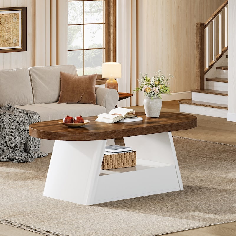 Modern Coffee Table for Living Room Center Cocktail Tea Table - 23.62" D x 47.24" W x 17.72" H