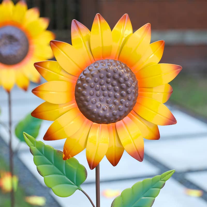 Glitzhome Fall Harvest Metal Yard Stake Hanging Decor for Thanksgiving (2-3 Functions)