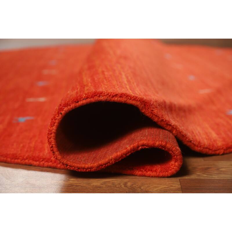 Hand Knotted Oriental 100% Wool Carpet Tribal Animal Pictorial Oranges & Rust Gabbeh Area Rug - 6' 6'' X 6' 6''