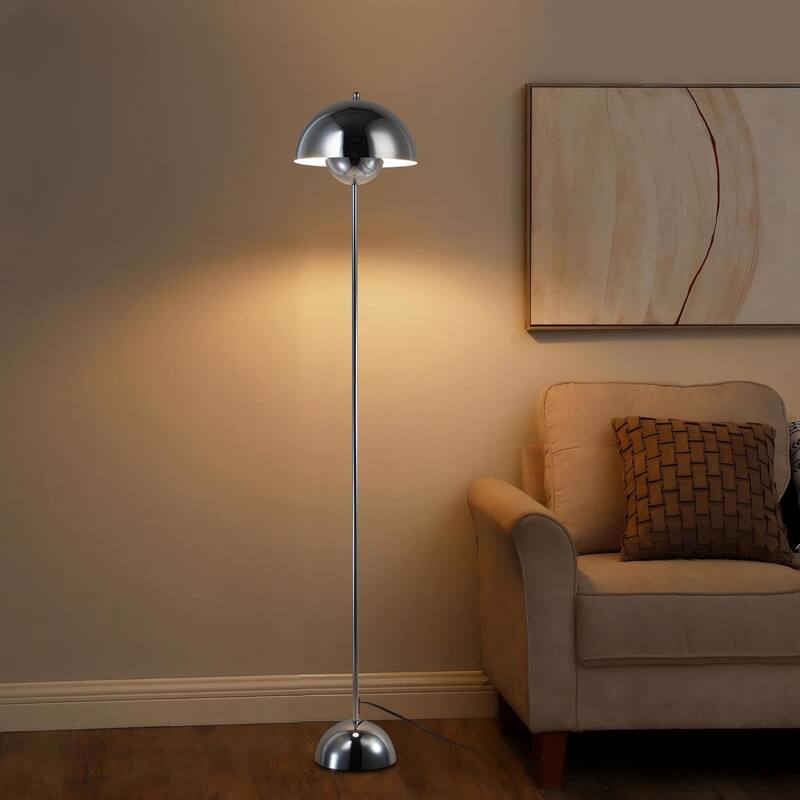 Industrial Metal Shade White/Black/Gold Floor Lamp with Foot Switch Modern Tall Standing Lamp for Living Room