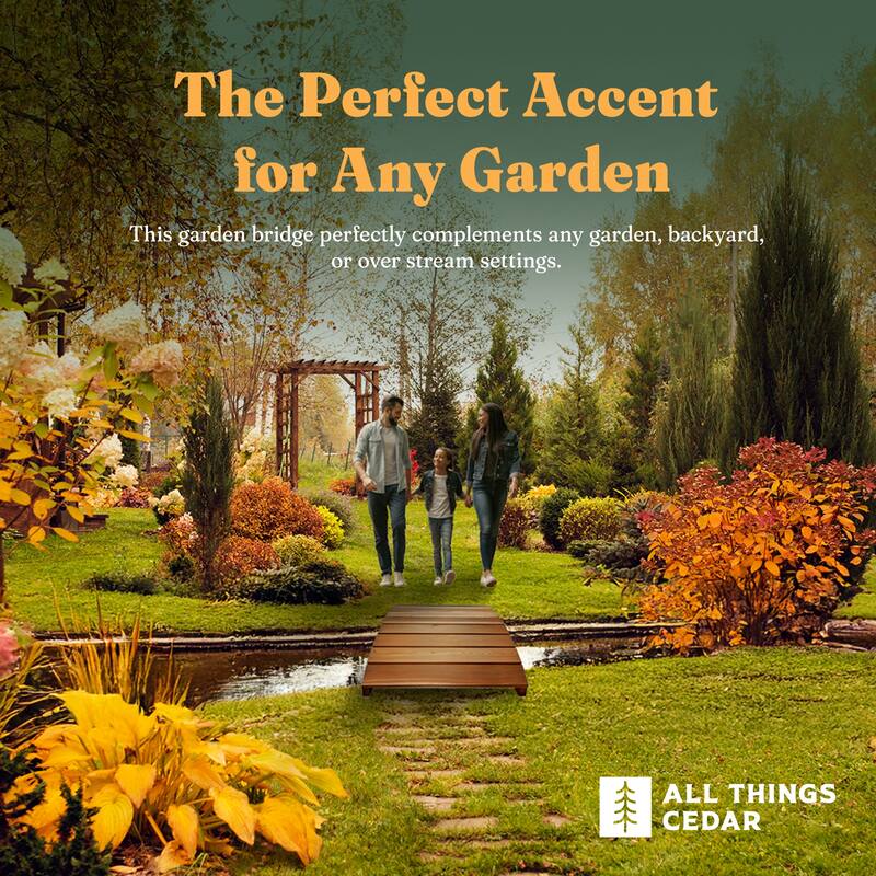 All Things Cedar Wooden Bridge, Outdoor Garden Walkway, 3 Feet, Natural Finish - 19