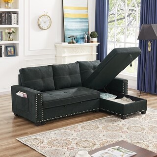L-Shaped Storage Sectional Sleeper Sofa with Reversible Chaise Lounge ...