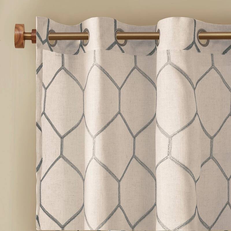 Metallic Geo Embroidered Curtain Panel(Only 1 Pc Panel)