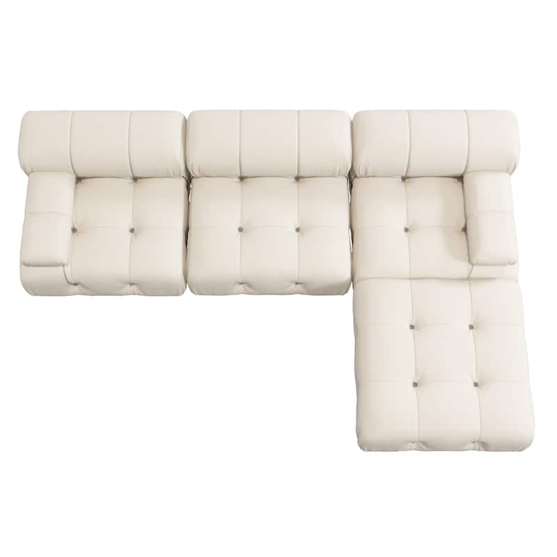 104" Wide Velvet Reversible Modular Sofa & Chaise with Ottoman
