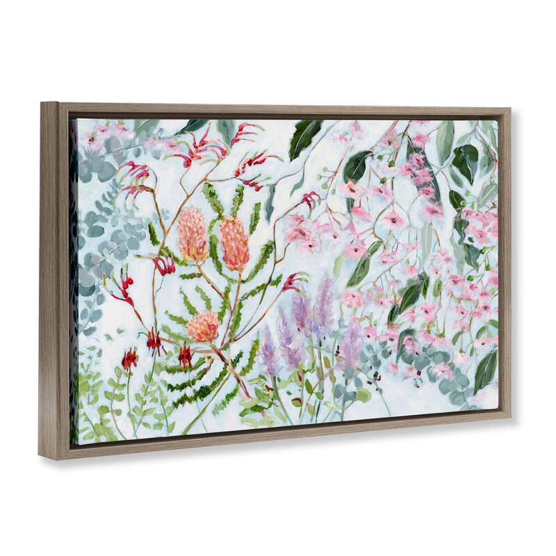 Stupell Elegant Garden Flowers Framed Floater Canvas Wall Art Design By Meredith Howse