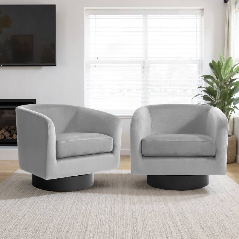 2 Set 360-Degree Swivel Round Barrel Chair Velvet Accent Chairs