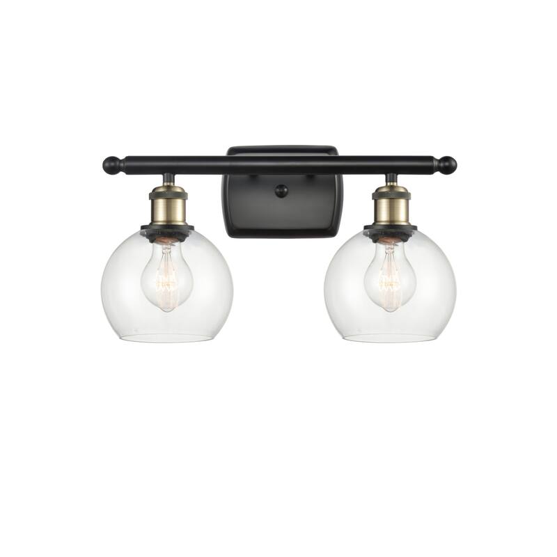Innovations Lighting 516-2W-9-16 Athens Vanity Athens 2 Light 16" Wide - Black Antique Brass / Clear