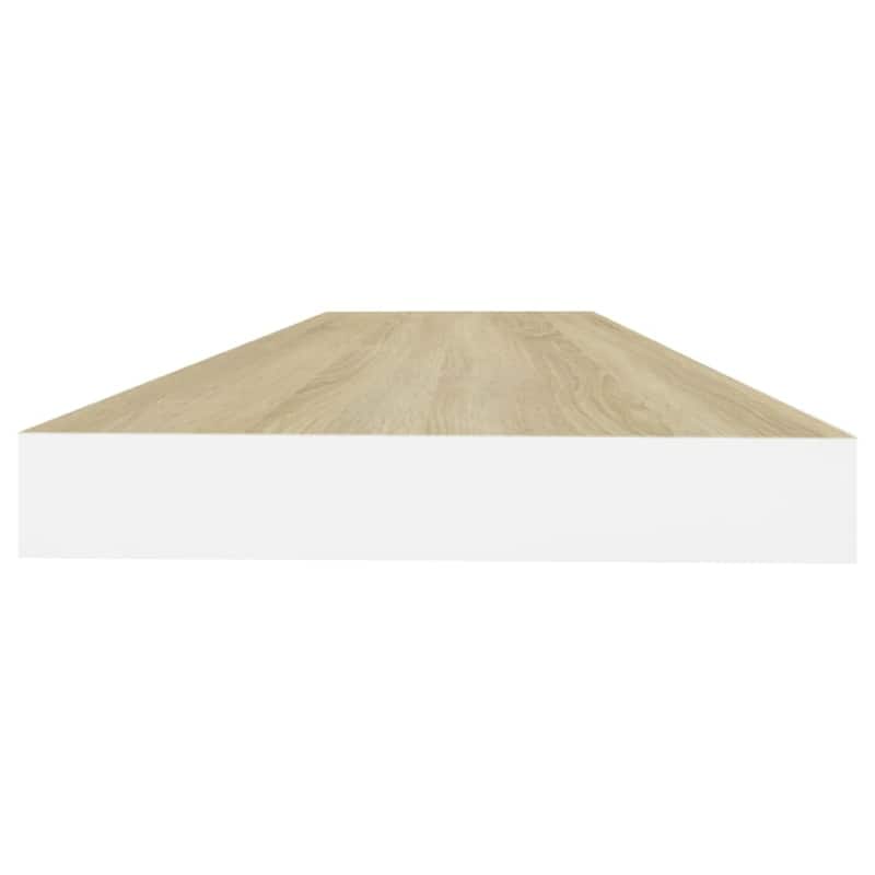 Zyno Wall Shelf, 32 Inch, Natural White and Oak Brown Finish