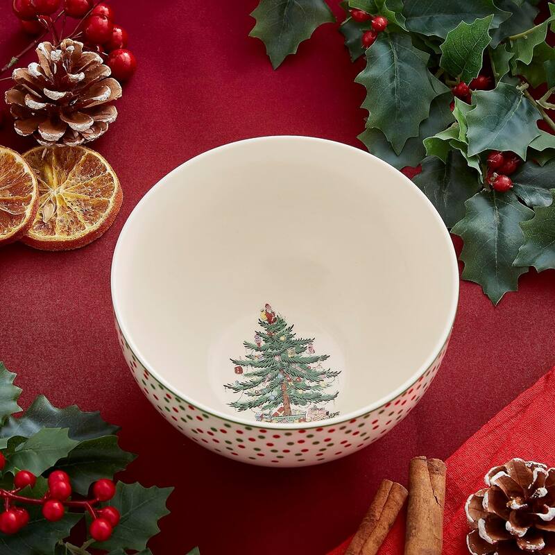 Spode Christmas Tree Polka Dot Rice Bowl Soup Bowls
