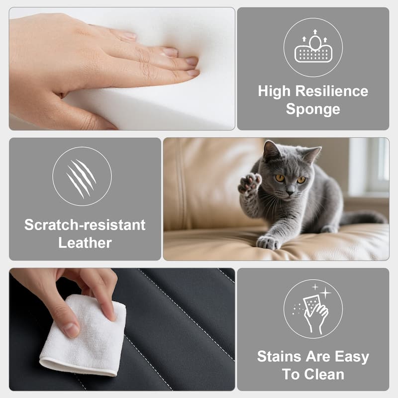 PU Leather Dining Chair with Metal Legs, Wave Pattern Upholstered Armless Chair Set of 4 for Kitchen, Restaurant, Living