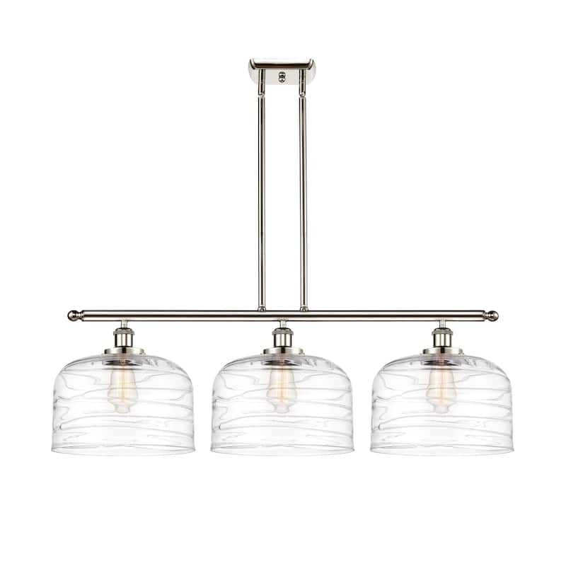 Innovations Lighting Bell - 3 Light 36" Island Light - 12" Shade - Polished Nickel/Clear Deco Swirl