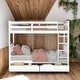 preview thumbnail 1 of 7, Twin over Twin Bunk Bed With Ladders and Two Storage Drawers for Bedroom White